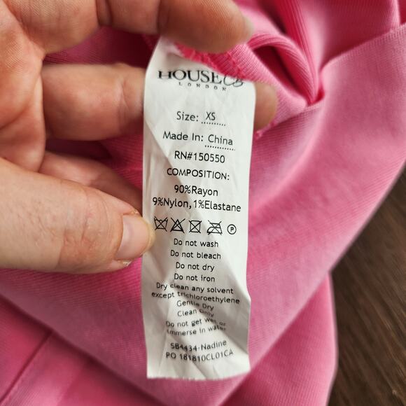 House of CB Nadine Pink Bandage One Shoulder Dress XS Wedding Cocktail Retro Y2K - Picture 9 of 9